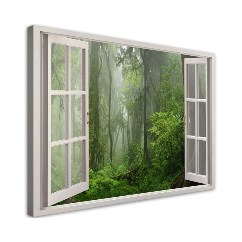 Modern Canvas painting for living room - Window tropical forest jungle | FEEBY