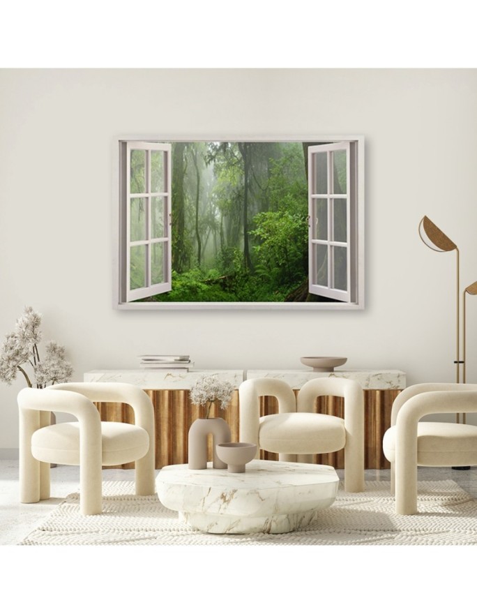 Modern Canvas painting for living room - Window tropical forest jungle | FEEBY