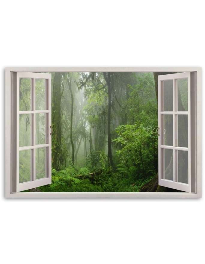 Modern Canvas painting for living room - Window tropical forest jungle | FEEBY