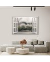 Canvas prints for living room - Window forest in mist lake | FEEBY