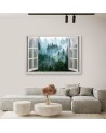 Canvas prints for living room - Window green forest in the fog nature | FEEBY