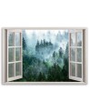 Canvas prints for living room - Window green forest in the fog nature | FEEBY