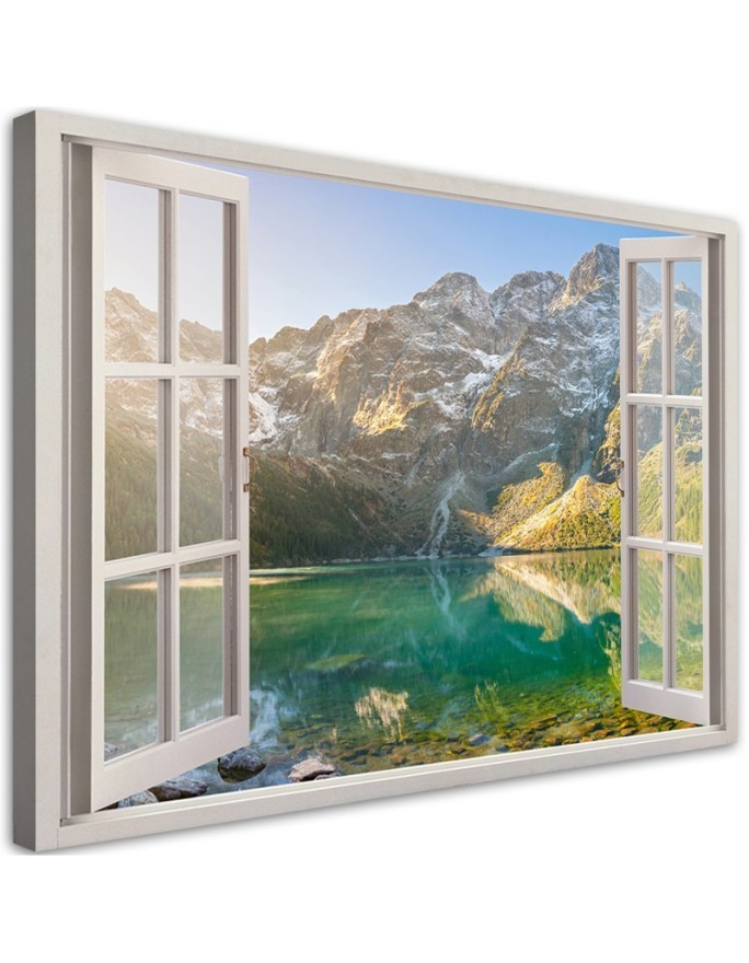 Canvas painting - Window Lake in the mountains Nature | FEEBY
