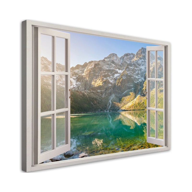 Canvas painting - Window Lake in the mountains Nature | FEEBY