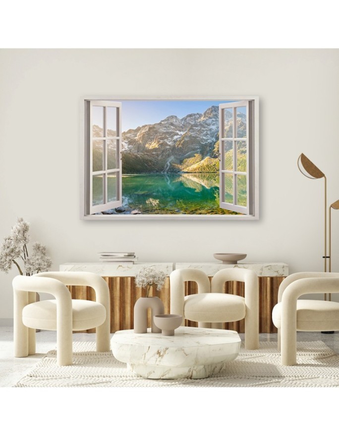 Canvas painting - Window Lake in the mountains Nature | FEEBY