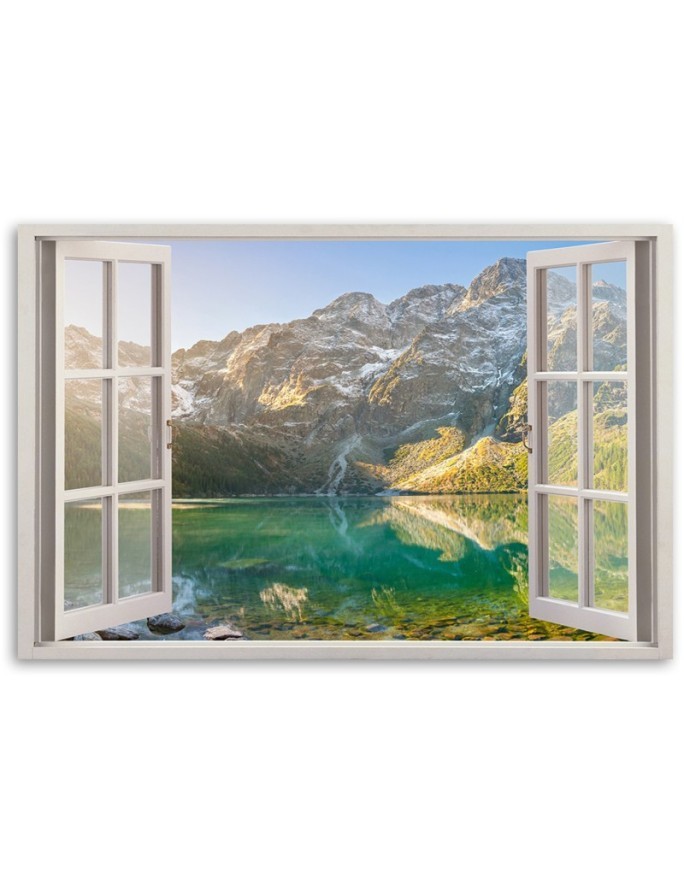 Canvas painting - Window Lake in the mountains Nature | FEEBY