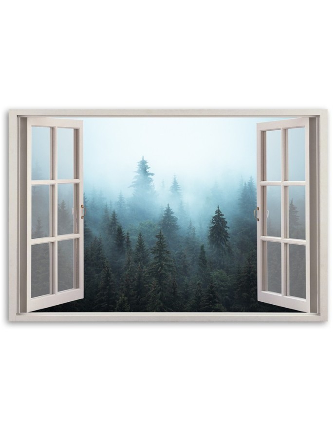 Canvas prints for bedroom - Window view Forest in the mist Nature | FEEBY