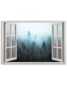 Canvas prints for bedroom - Window view Forest in the mist Nature | FEEBY