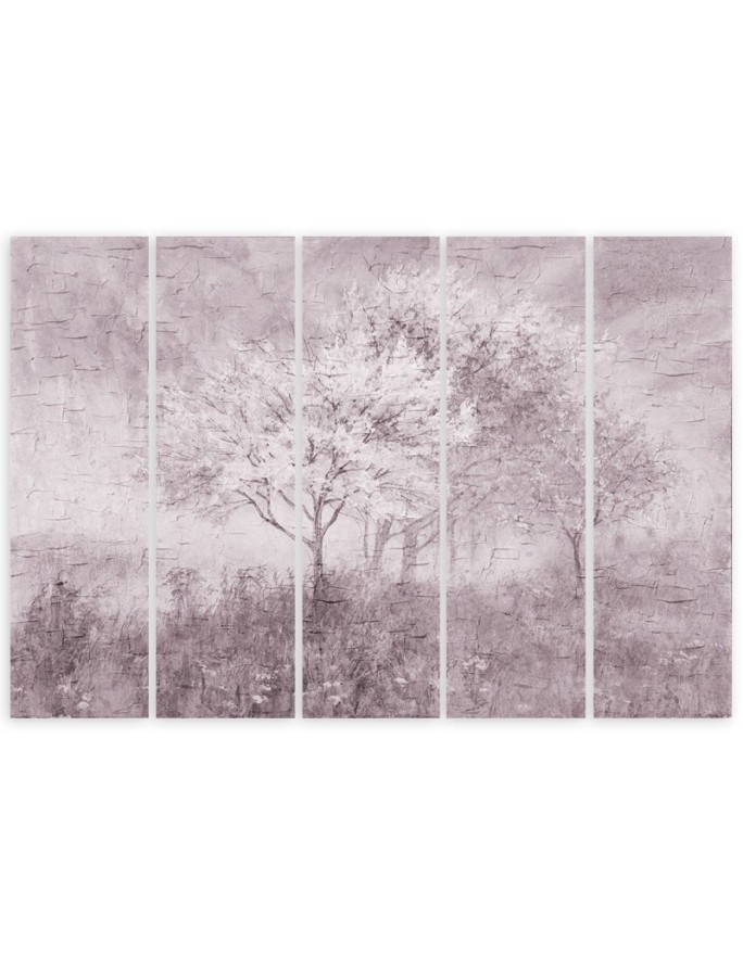 Pentaptic canvas print - Blossoming tree in a meadow landscape | FEEBY