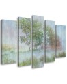 Modern painting for living room - Trees on a misty meadow | FEEBY