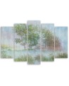 Modern painting for living room - Trees on a misty meadow | FEEBY