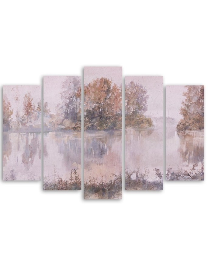 Living room Canvas painting - Lake view watercolour | FEEBY
