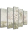 5 Piece Flowering tree in a meadow beige - Canvas painting | FEEBY