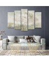 5 Piece Flowering tree in a meadow beige - Canvas painting | FEEBY