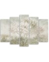 5 Piece Flowering tree in a meadow beige - Canvas painting | FEEBY