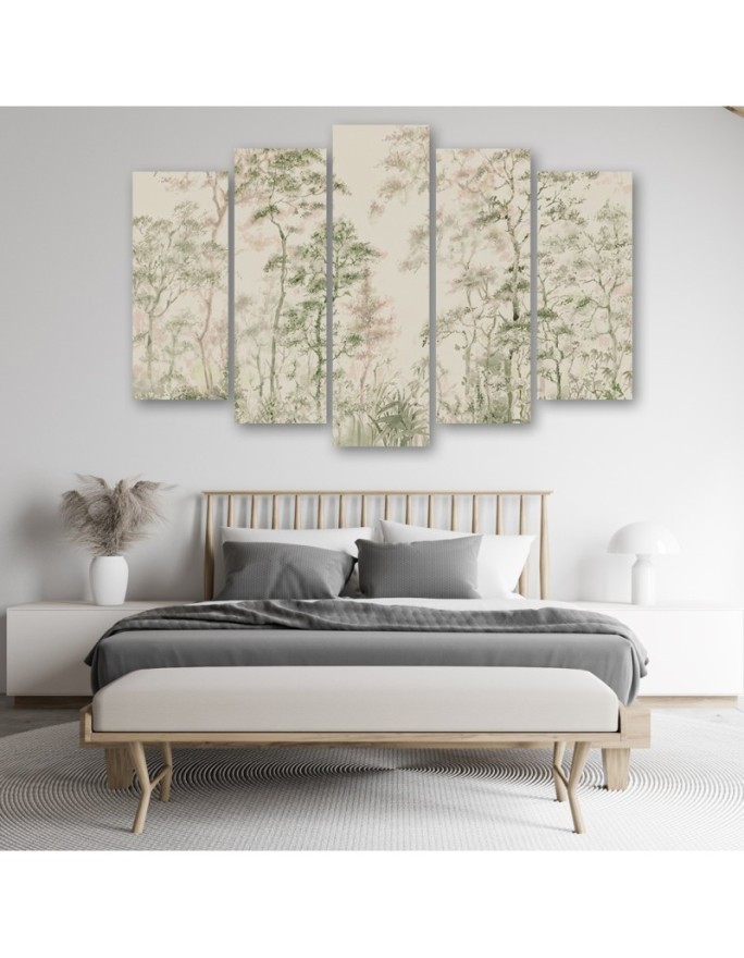 Trees landscape nature beige - Painting for bedroom modern | FEEBY