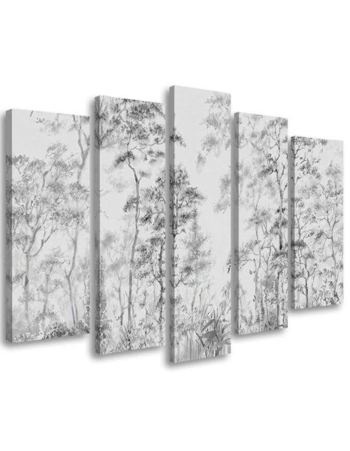 Landscape with trees - 5-piece canvas painting | FEEBY