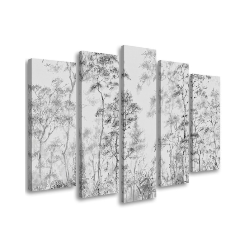 Landscape with trees - 5-piece canvas painting | FEEBY