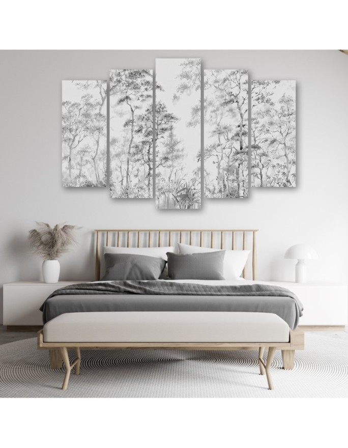 Landscape with trees - 5-piece canvas painting | FEEBY