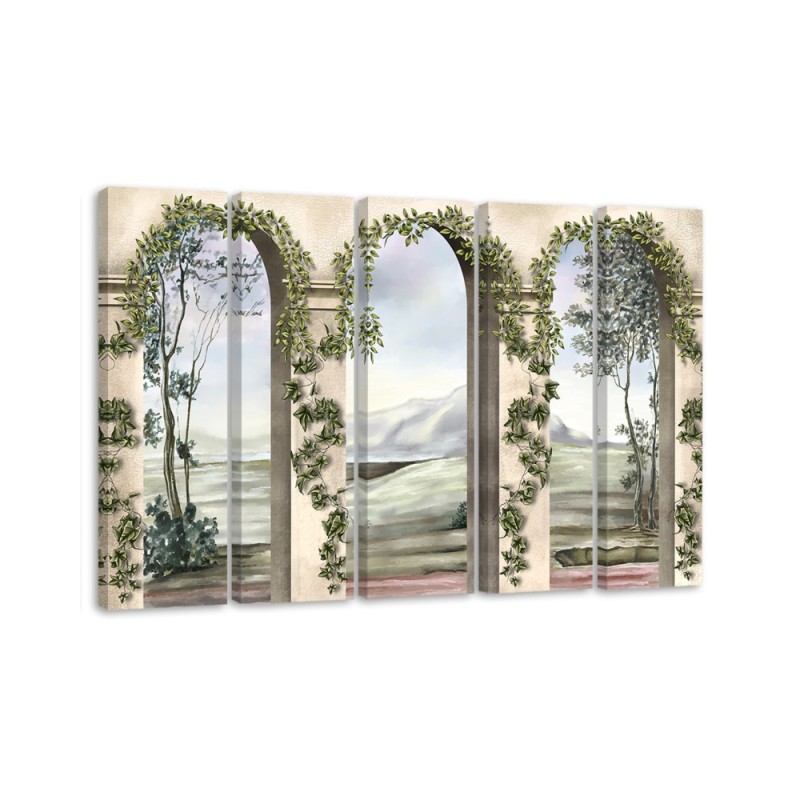 Columns and arches with ivy Multipart canvas print | FEEBY