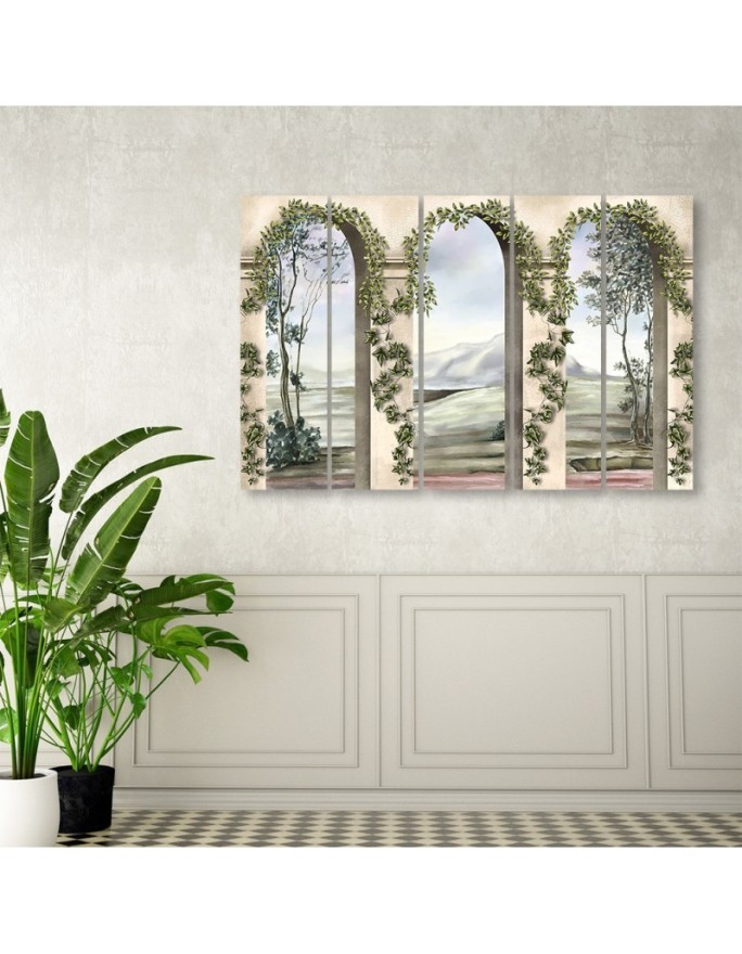 Columns and arches with ivy Multipart canvas print | FEEBY