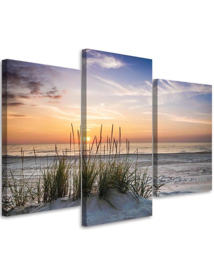 Beach at sunset - Canvas print for living room | FEEBY