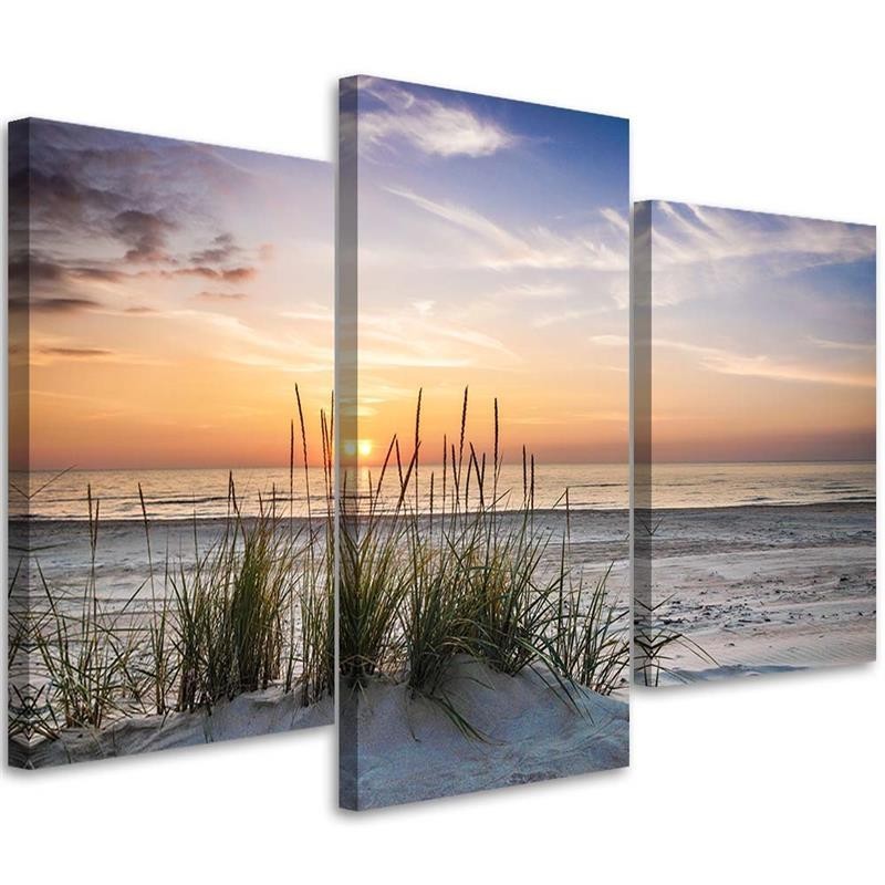 Beach at sunset - Canvas print for living room | FEEBY