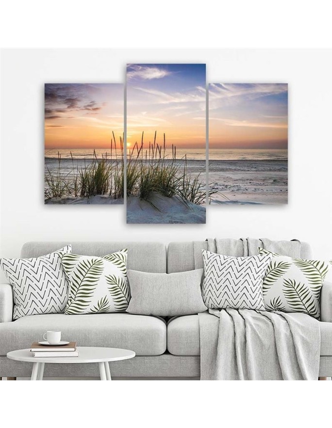 Beach at sunset - Canvas print for living room | FEEBY