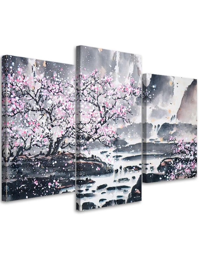 Multipart picture for living room - Japanese watercolour | FEEBY