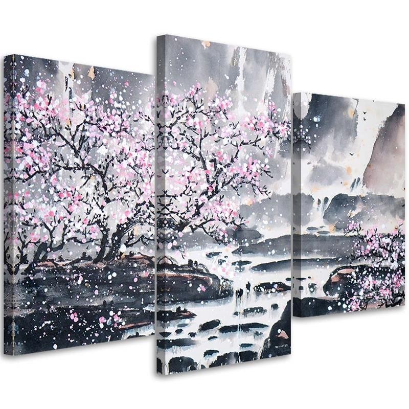 Multipart picture for living room - Japanese watercolour | FEEBY