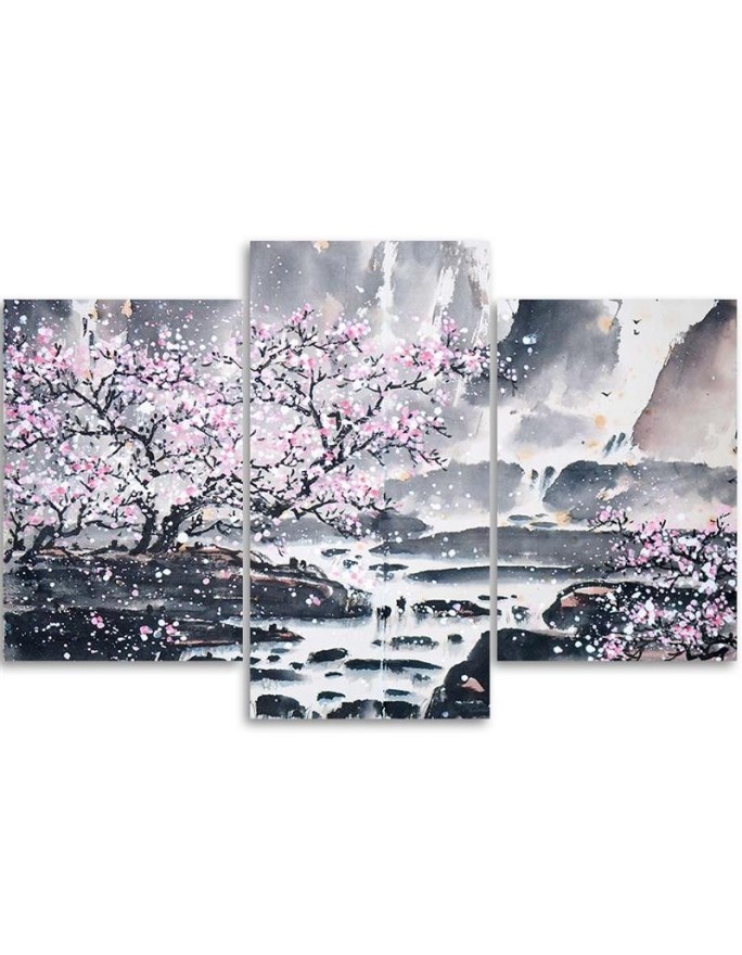 Multipart picture for living room - Japanese watercolour | FEEBY