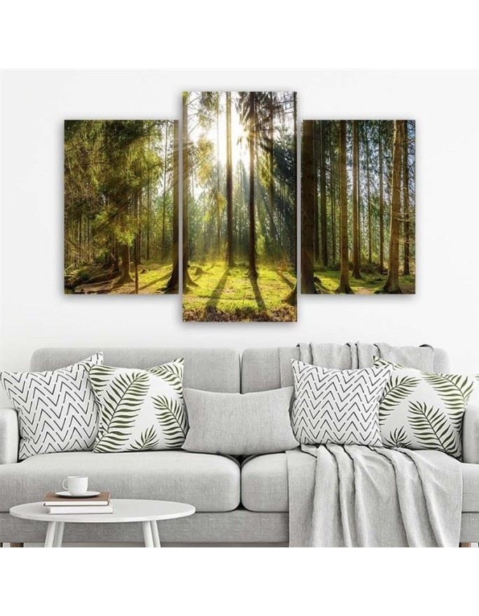 Modern multi-panel painting - Sunny day in the forest | FEEBY