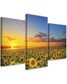 3 piece Bedroom painting - Meadow of sunflowers at sunset | FEEBY