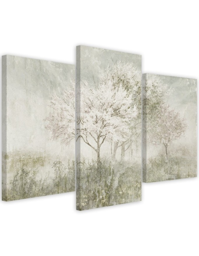 Canvas print - Landscape of a tree in a meadow in beige | FEEBY