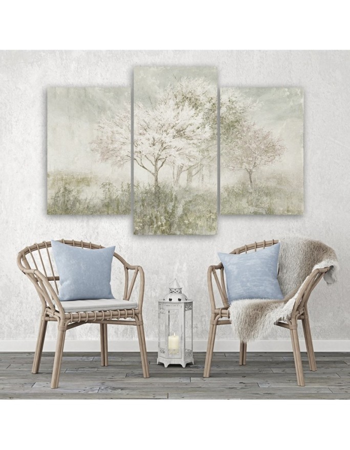 Canvas print - Landscape of a tree in a meadow in beige | FEEBY