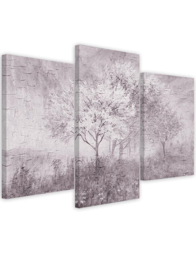 Canvas print for living room - Tree in a meadow in shades of purple | FEEBY