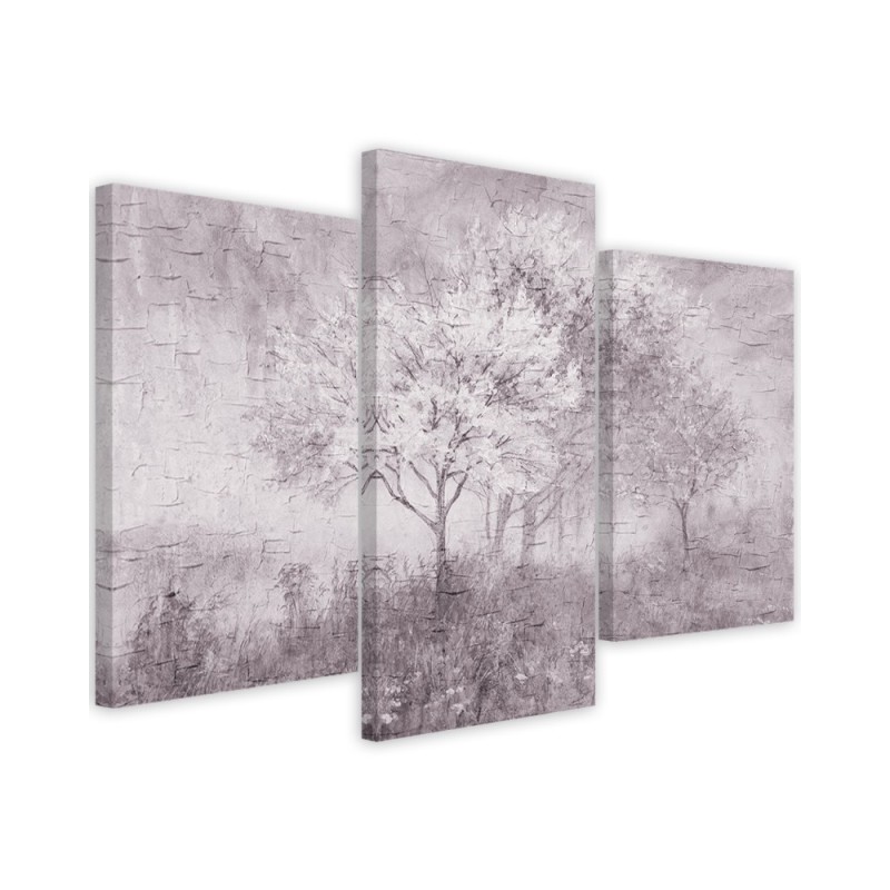 Canvas print for living room - Tree in a meadow in shades of purple | FEEBY