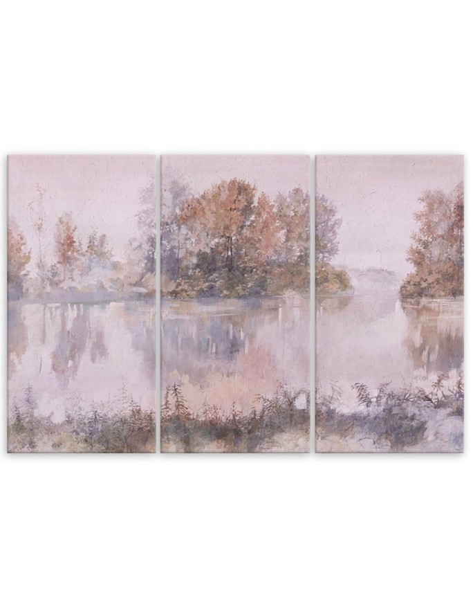 Canvas print for living room pentaptic - Lake view watercolour | FEEBY