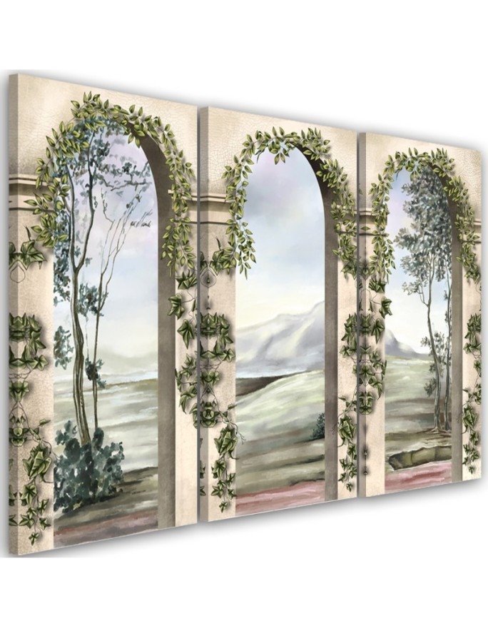 Canvas print for living room - Columns and arches with ivy | FEEBY