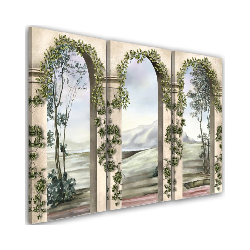 Canvas print for living room - Columns and arches with ivy | FEEBY