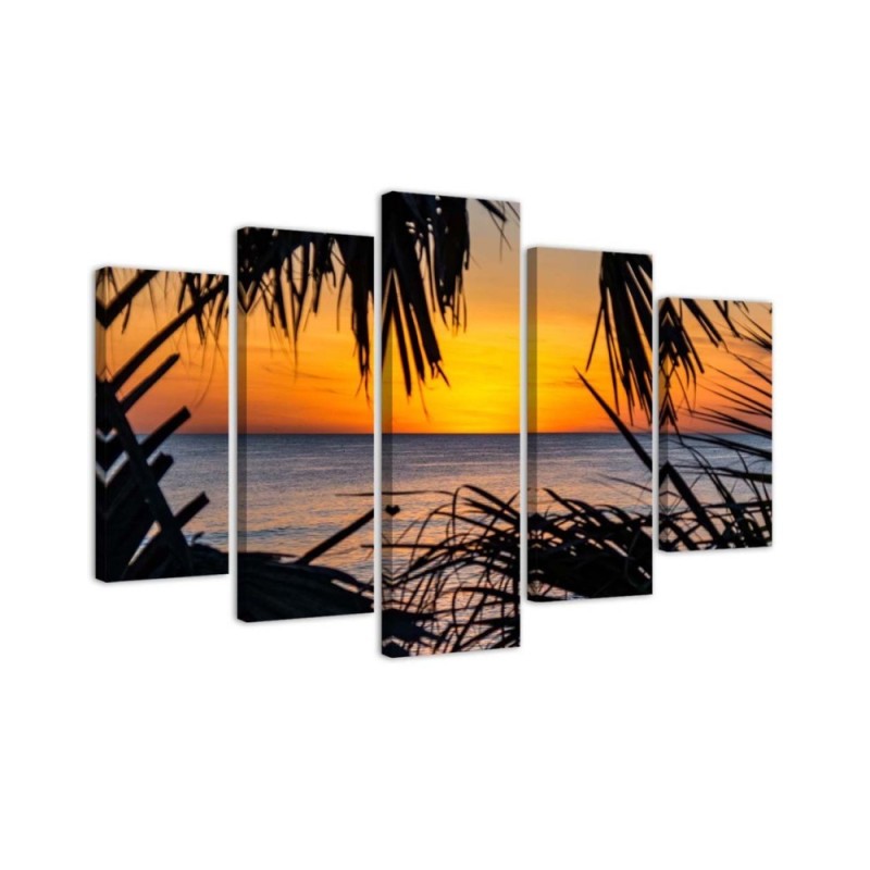 Sea at sunset - 5 part canvas painting | FEEBY