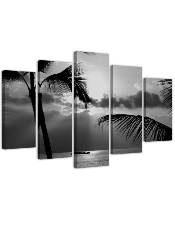Sea of palm trees black and white view - Modern canvas painting | FEEBY