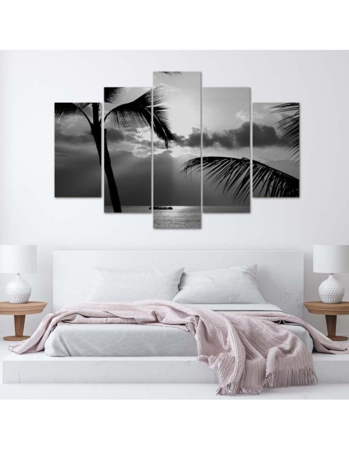 Sea of palm trees black and white view - Modern canvas painting | FEEBY
