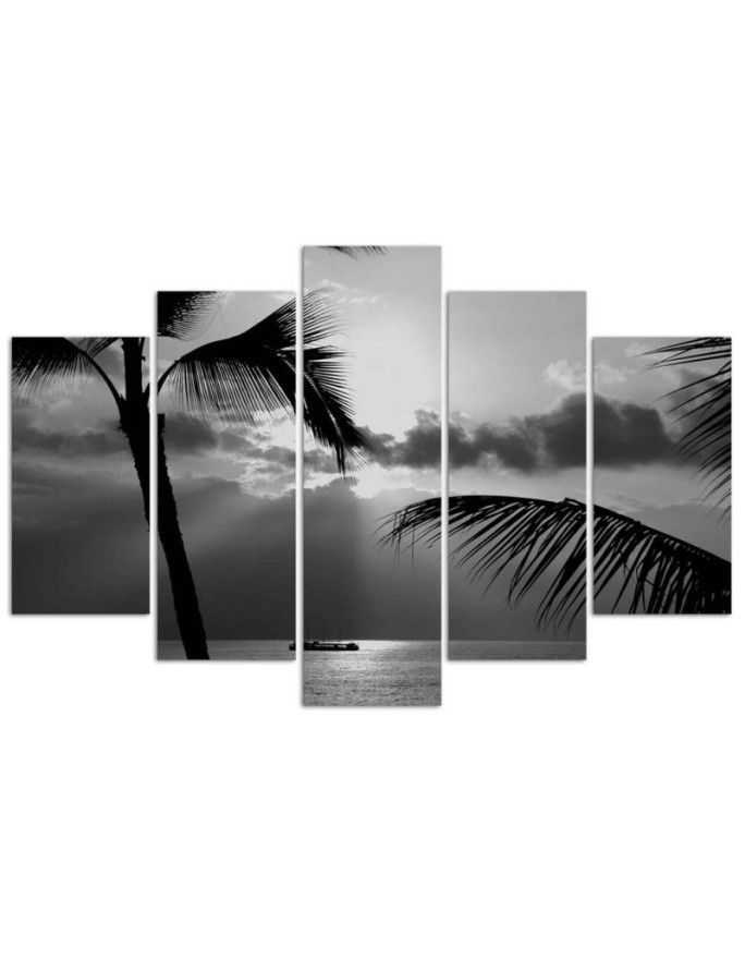 Sea of palm trees black and white view - Modern canvas painting | FEEBY