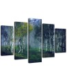 Birches in the mist - Canvas painting 5 parts | FEEBY
