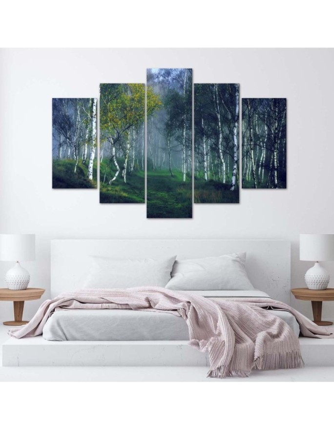 Birches in the mist - Canvas painting 5 parts | FEEBY