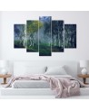 Birches in the mist - Canvas painting 5 parts | FEEBY