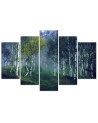 Birches in the mist - Canvas painting 5 parts | FEEBY