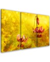 Tulips flowers on a yellow background - Multipart picture on Canvas | FEEBY