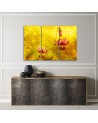 Tulips flowers on a yellow background - Multipart picture on Canvas | FEEBY